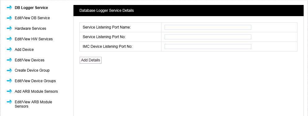 ARB Database Logger Service Details Window