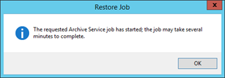 Restore Job Message
