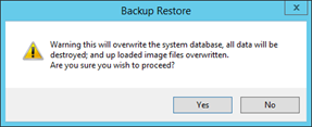 Backup Restore Warning