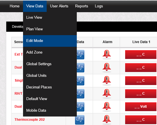 View Data Menu
