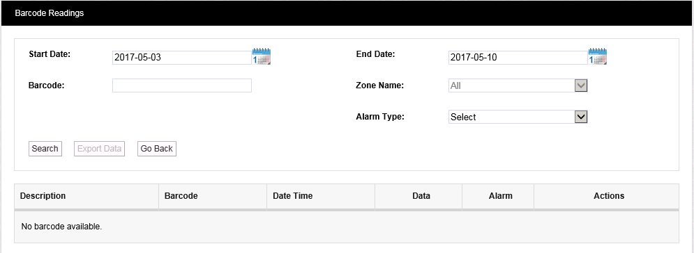 Barcode Readings Seach Enabled